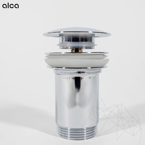 Alca Plast Bonde de lavabo Click clack, laiton chromé, 5/4", sans trop-plein, grand bouchon