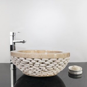 Lavabo, Galets de marbre beige