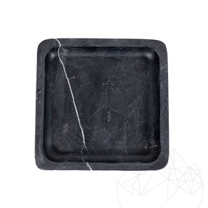 Plateau carré en marbre Nero, 15 x 15 x 2.5 cm