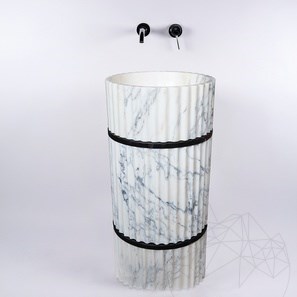 Lavabo de salle de bain - Marbre nervuré TAO Arabescato Oro, 42 x 85 cm