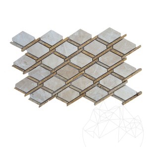 Mosaïque polie en marbre beige et travertin labyrinthe jaune, 30,5 x 30,5 cm