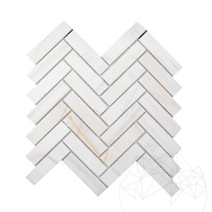 Mosaïque Chevron en marbre Calacatta Amber poli 28 x 31 cm