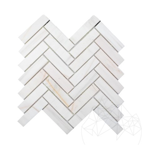 Mosaïque Chevron en marbre Calacatta Amber poli 28 x 31 cm
