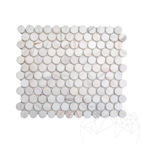 Mosaïque Calacatta Ambre Marbre Penny Poli, 30,5 x 28 cm