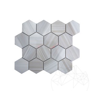 Mosaïque hexagonale en marbre poli Calacatta Amber, 30,5 x 30,5 cm