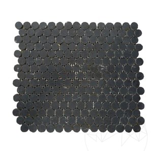 Mosaïque en marbre poli Nero Marquina Penny 30,5 x 28 cm