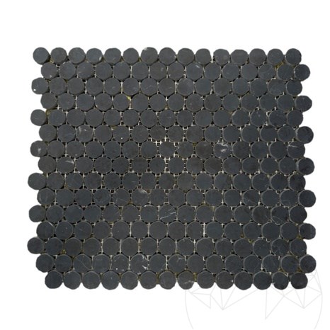 Mosaïque en marbre poli Nero Marquina Penny 30,5 x 28 cm