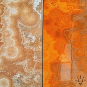 Plaque d'onyx poli orange, 2 cm