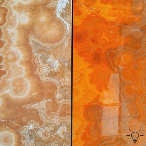 Plaque d'onyx poli orange, 2 cm