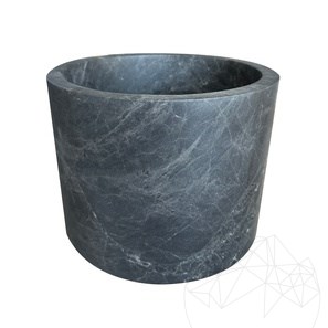 Poubelle Ceppo en marbre gris, 26.5 x 20 cm