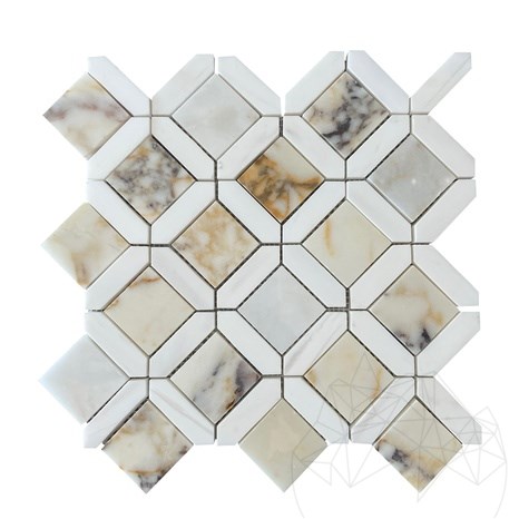 Mosaïque Eclipse Marbre Arabescato & Dolomite Blanche