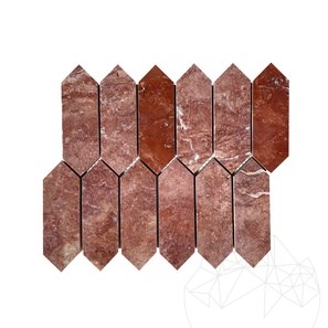 Mosaïque de pilier polie en travertin rouge opium 30.5 x 28 cm