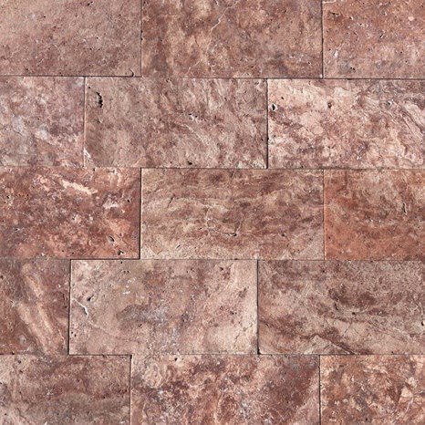 Travertin brossé à coupe croisée Red Opium 15.2 x 30.5 x 3 cm