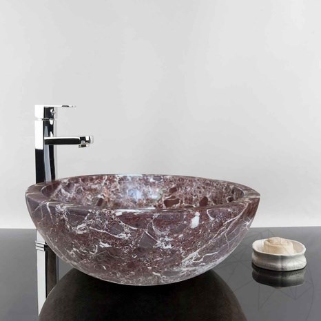 Lavabo de salle de bain - Marbre Rosso Levanto RS-5, 42 x 15 cm