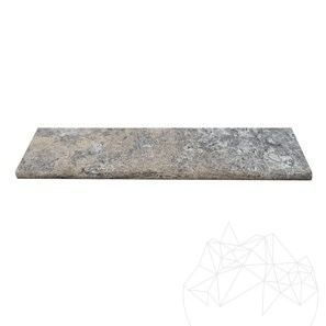 Bordure en travertin Silver standard antidérapante 3 x 15 x 61 cm - Finition vieillie Cross Cut