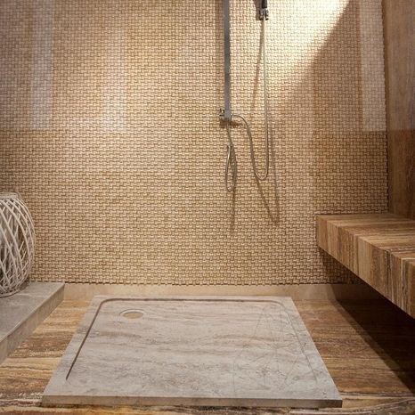 Receveur de douche, Travertin Latte ULTRA FLAT, 90 x 90 cm x 3 cm
