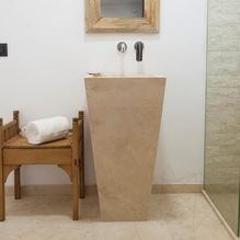 Lavabo, Travertin classique BAYK, 42 x 42 x 82 cm
