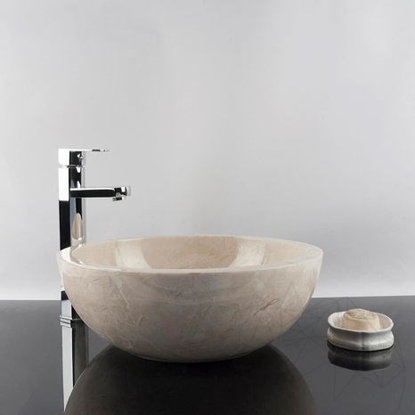 Lavabo de salle de bain, Marbre Beige RS-5, 42 x 15 cm