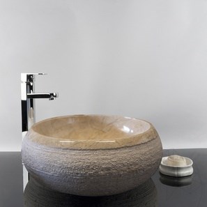 Lavabo de salle de bain, Marbre Crema Royal RS-24, 42 x 15 cm