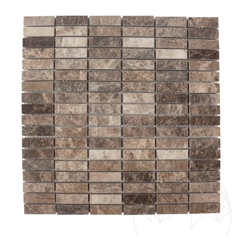 Mosaïque de marbre poli Dark Emperador, 4.8 x 1.5 cm