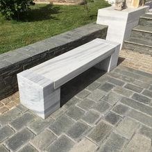 Banc de jardin en marbre Kavala, 165 x 40 x 40 cm