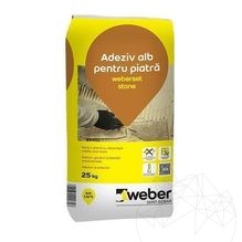 Weber Set Stone, 25 Kg, Adhésif blanc pour sols et murs en pierre naturelle