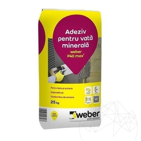 Weber P40 Max², 25 Kg, Colle pour systèmes d'isolation en polystyrène