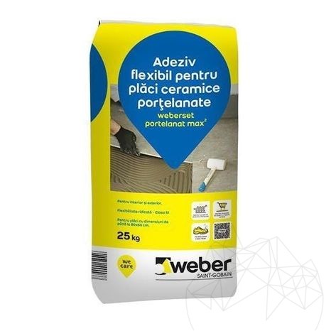 Weber Set Portelanat Max², 25 Kg, Ciment professionnel gris pierre naturelle pour sol et mur