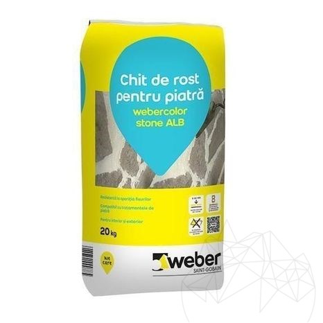 Weber Color Stone White, 20 Kg, Coulis flexible pour pierres naturelles pour murs et sols à joints larges