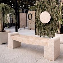 Banc de jardin en granit jaune de Padang, 165 x 40 x 50 cm