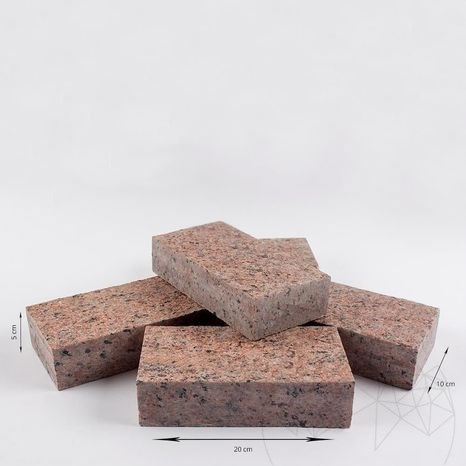 Pierre de taille en granit rouge érable 4 côtés, 10 x 20 x 5 cm