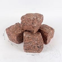 Pierre de granit à face éclatée rouge érable, 10 x 10 x 10 cm, 1 tonne = 5 m²