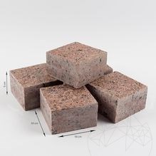 Pierre de granit rouge érable 4 côtés, 10 x 10 x 5 cm