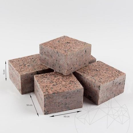 Pierre de granit rouge érable 4 côtés, 10 x 10 x 5 cm