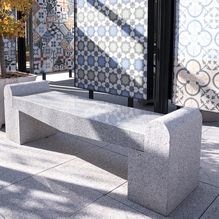 Banc de jardin en granit blanc léopard, 165 x 40 x 50 cm