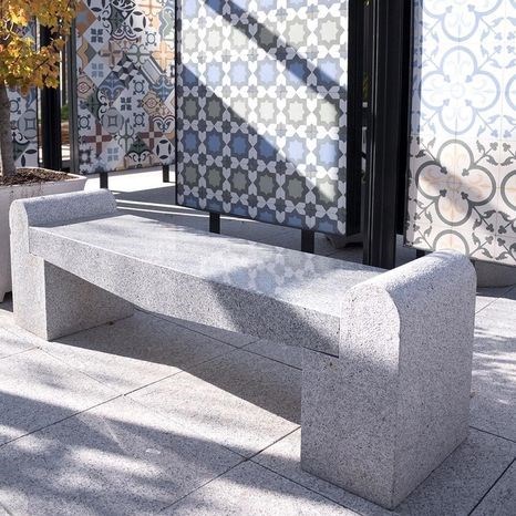 Banc de jardin en granit blanc léopard, 165 x 40 x 50 cm