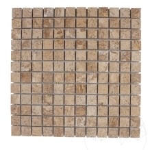 Mosaïque de travertin poli Latte, 2.3 x 2.3 cm