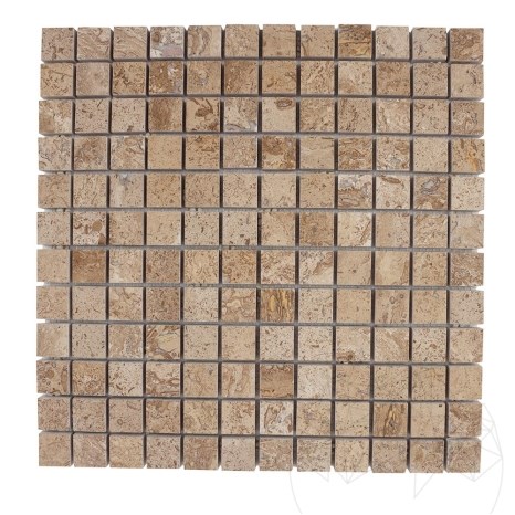 Mosaïque de travertin poli Latte, 2.3 x 2.3 cm