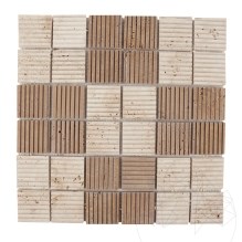 Mosaïque de travertin rayé Classique & Noce, 4.7 x 4.7 cm