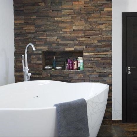 Panneau de revêtement mural en ardoise marron 15 x 60 cm