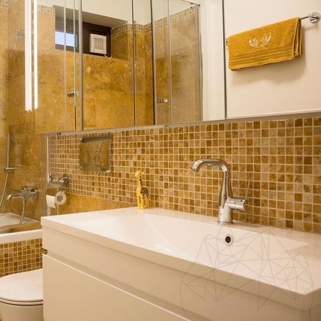 Mosaïque de Travertin Jaune Polie, 2.3 x 2.3 cm