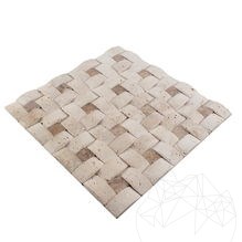 Mosaïque 3D Konkav Travertin Tumbled Classic & Latte