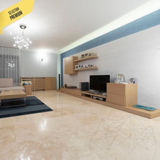 Travertin poli en coupe transversale Classic PREMIUM, 61 x 61 x 1.2 cm