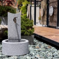 Granit Blanc Léopard, Fontaine à eau sur pied, 47 x 40 x 70 cm