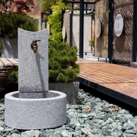 Granit Blanc Léopard, Fontaine à eau sur pied, 47 x 40 x 70 cm