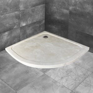 Receveur de douche demi-rond Classic Travertin ULTRA FLAT, 90 x 90 x 3 cm