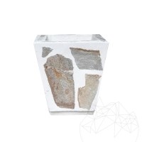 Jardinière rustique en béton 30x40 cm - Plaquée en pierre polygonale Rhodos | Idéale pour les fleurs dans le jardin, la terrasse et l'allée