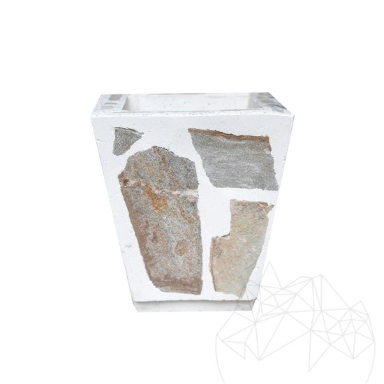 Jardinière rustique en béton 30x40 cm - Plaquée en pierre polygonale Rhodos | Idéale pour les fleurs dans le jardin, la terrasse et l'allée