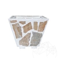 Jardinière rustique en béton, 50x50 cm - Plaquée en pierre polygonale Rhodos | Idéale pour les fleurs dans le jardin, la terrasse et l'allée
