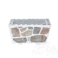 Jardinière rustique en béton, 30x60 cm - Plaquée en pierre polygonale Rhodos | Idéale pour les fleurs dans le jardin, la terrasse et l'allée